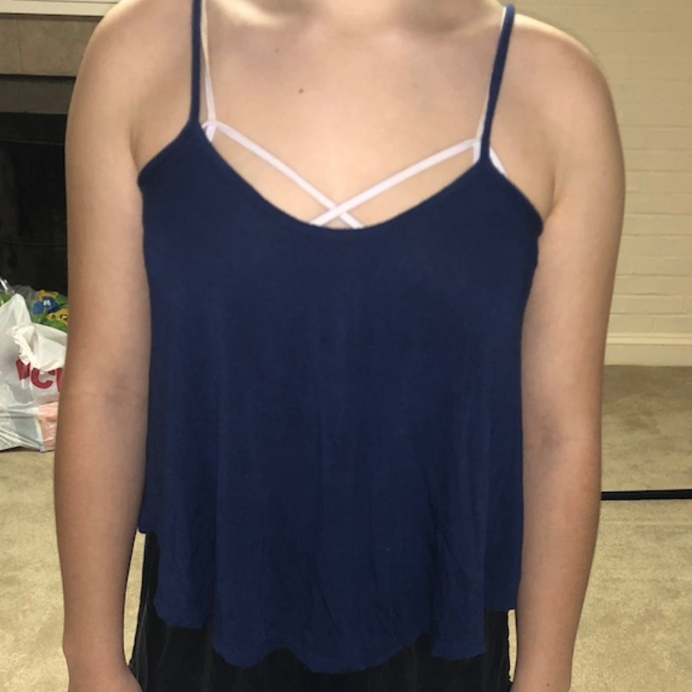 Flowy Navy Blue Tank Top